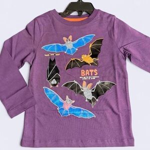 Boden Purple Kids Bat Graphic Long Sleeve Shirt
